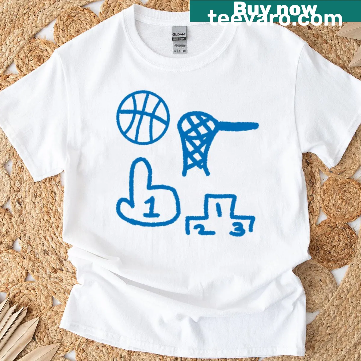 Hand-drawn basketball elements graphic on a t-shirt — on a men's t-shirt