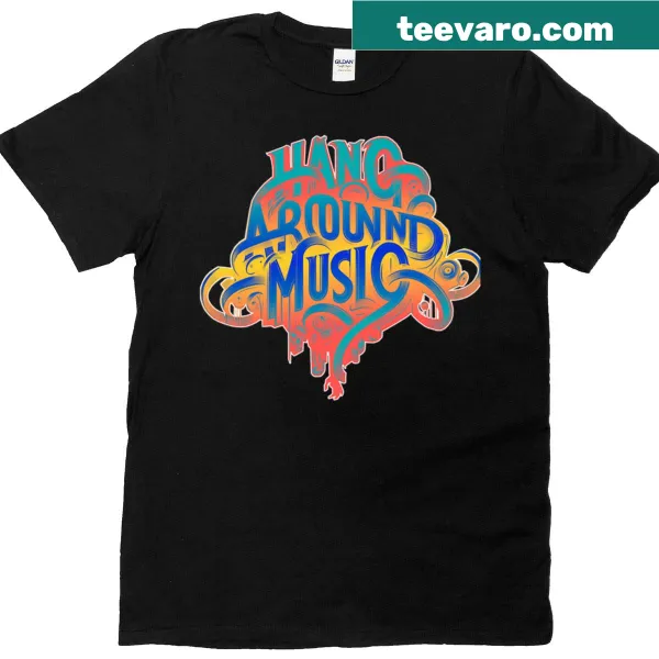 Oversized retro orange T-shirt with Hangaround Music graffiti logo