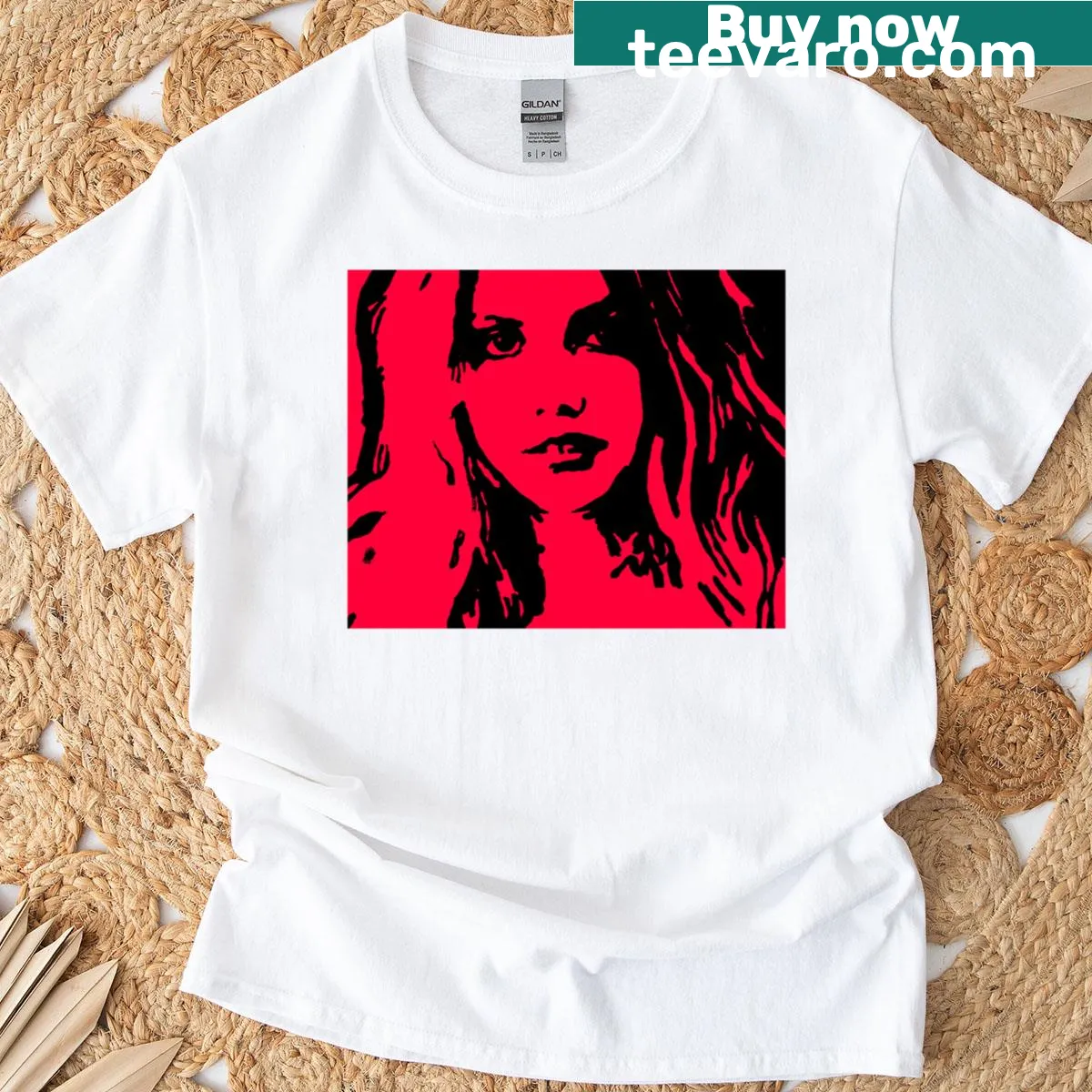Illustrative T-shirt featuring Hannah Murray — on a men's t-shirt