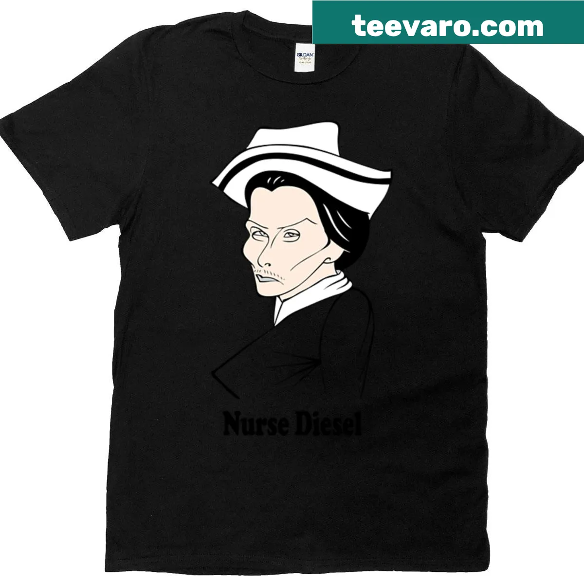 Oversized tee with Mel Brooks fan art highlighting nursing humor — on a men's t-shirt