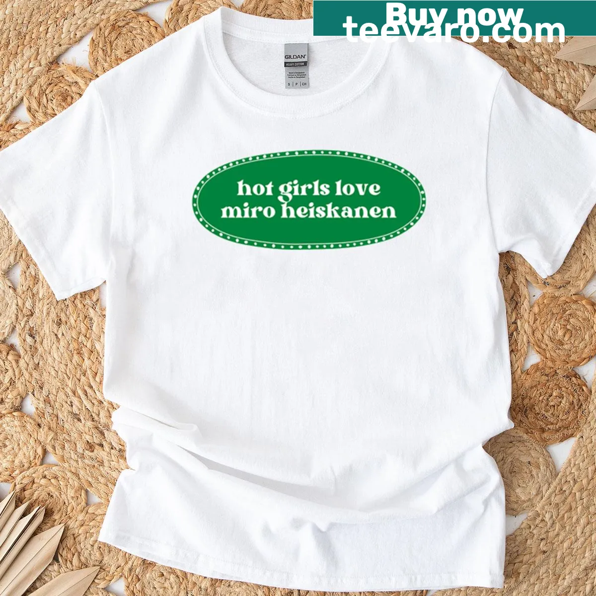 T-shirt celebrating hockey player Miro Heiskanen — on a men's t-shirt