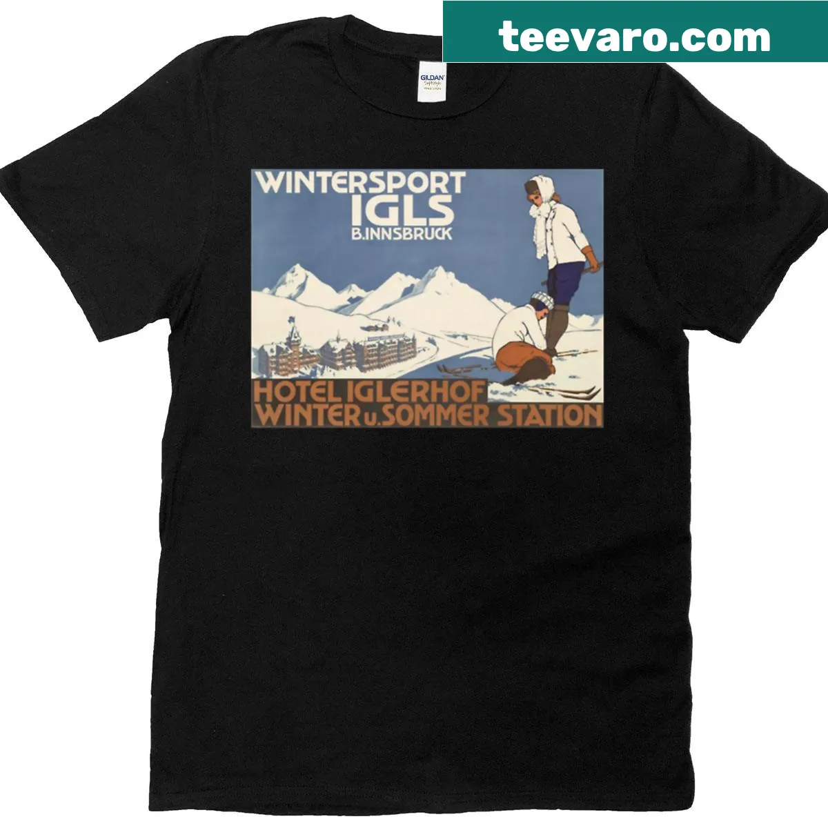 Vintage-style tee featuring the logo of Hotel Iglerhof — on a men's t-shirt