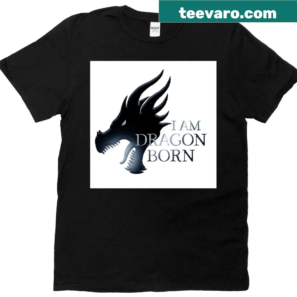 T-shirt featuring 'I Am Dragonborn' inspired by Skyrim game — on a men's t-shirt