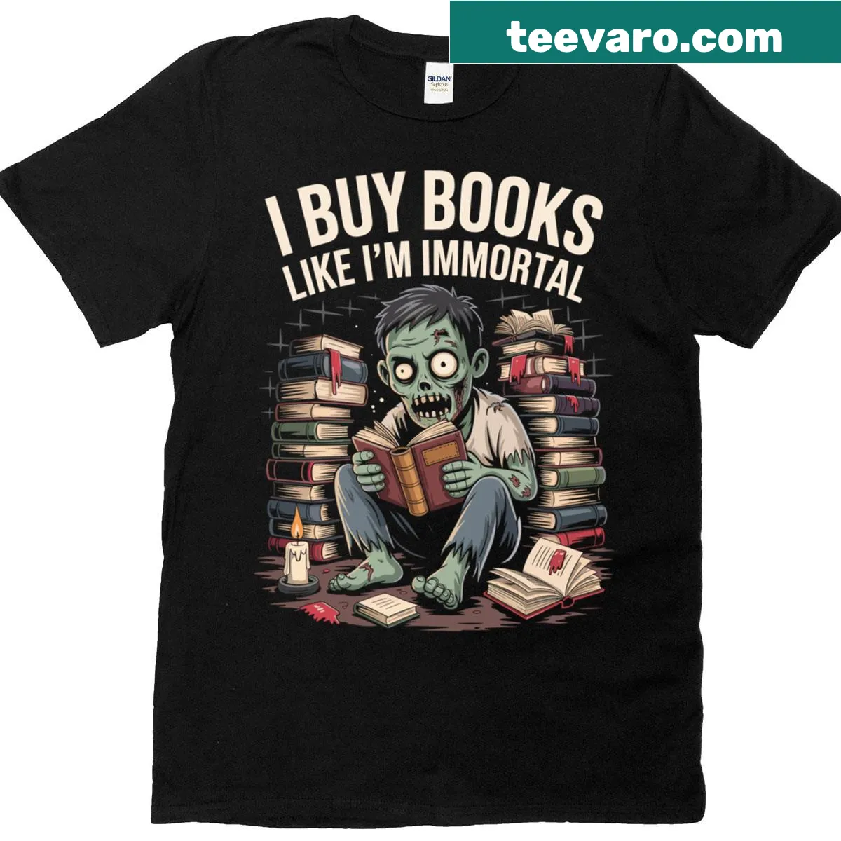 Vintage-style T-shirt for book lovers with a humorous saying — on a men's t-shirt