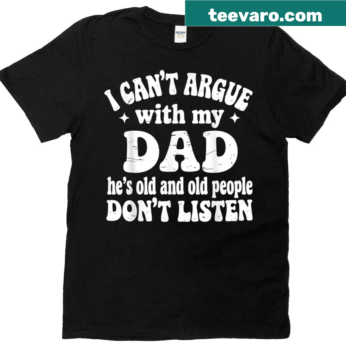 Sarcastic dad humor t-shirt with playful typography — on a men's t-shirt
