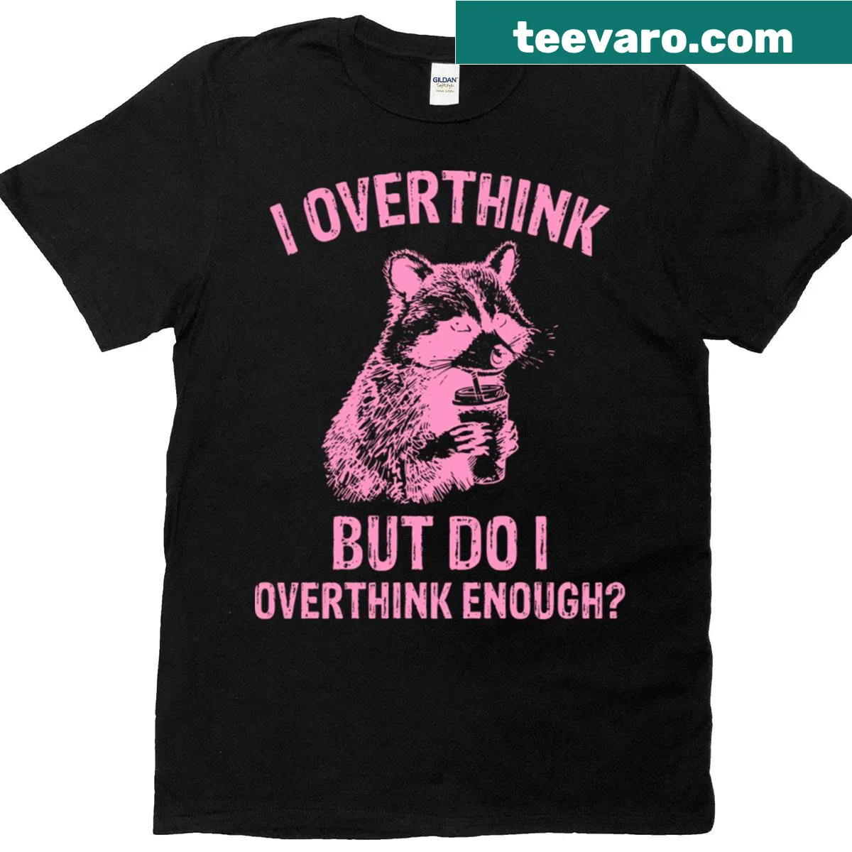Funny typography T-shirt addressing overthinking with a humorous phrase — on a men's t-shirt