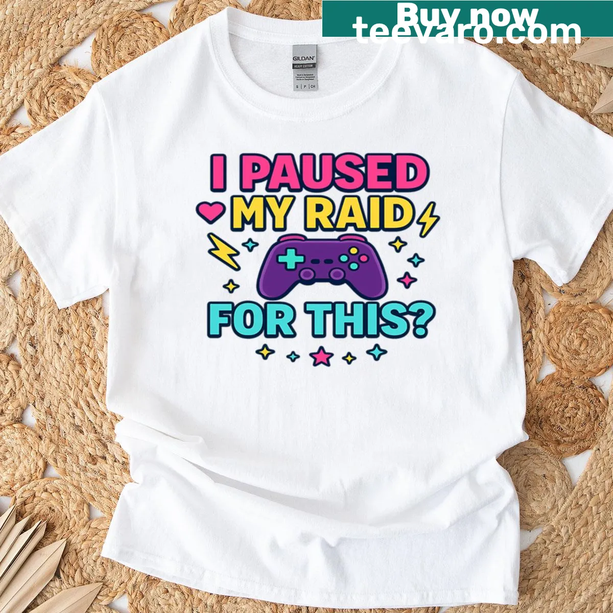 T-shirt with funny quote about pausing a raid for something else — on a men's t-shirt
