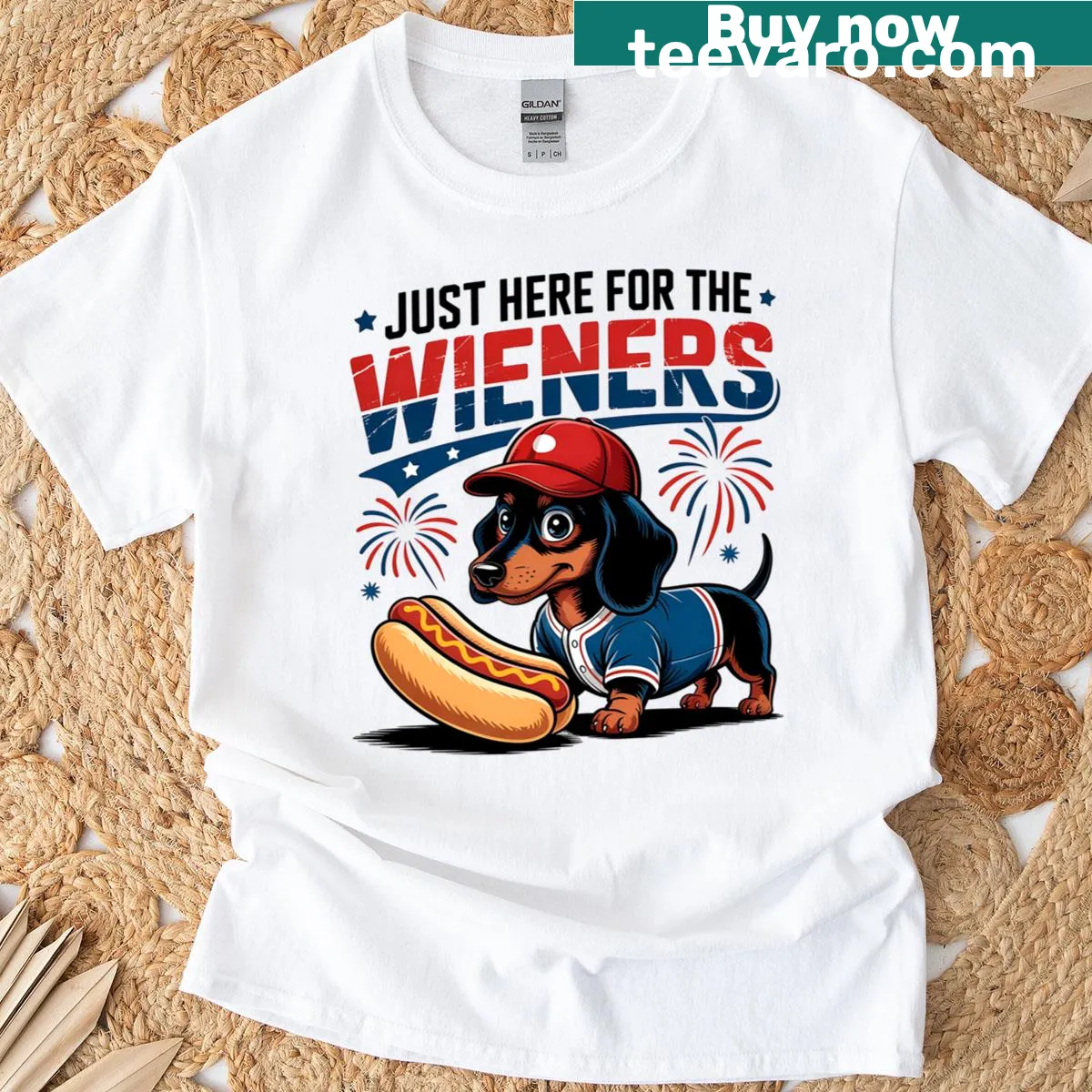 Funny dachshund graphic t-shirt celebrating dogs and summer fun — on a men's t-shirt