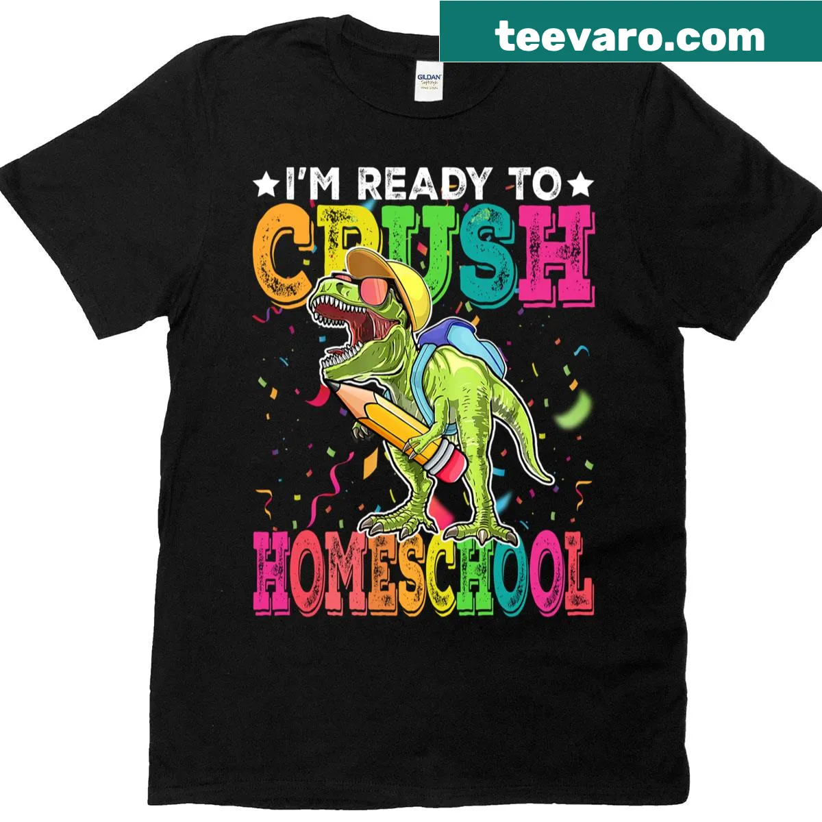 Dinosaur-themed T-shirt with motivational text for boys — on a men's t-shirt