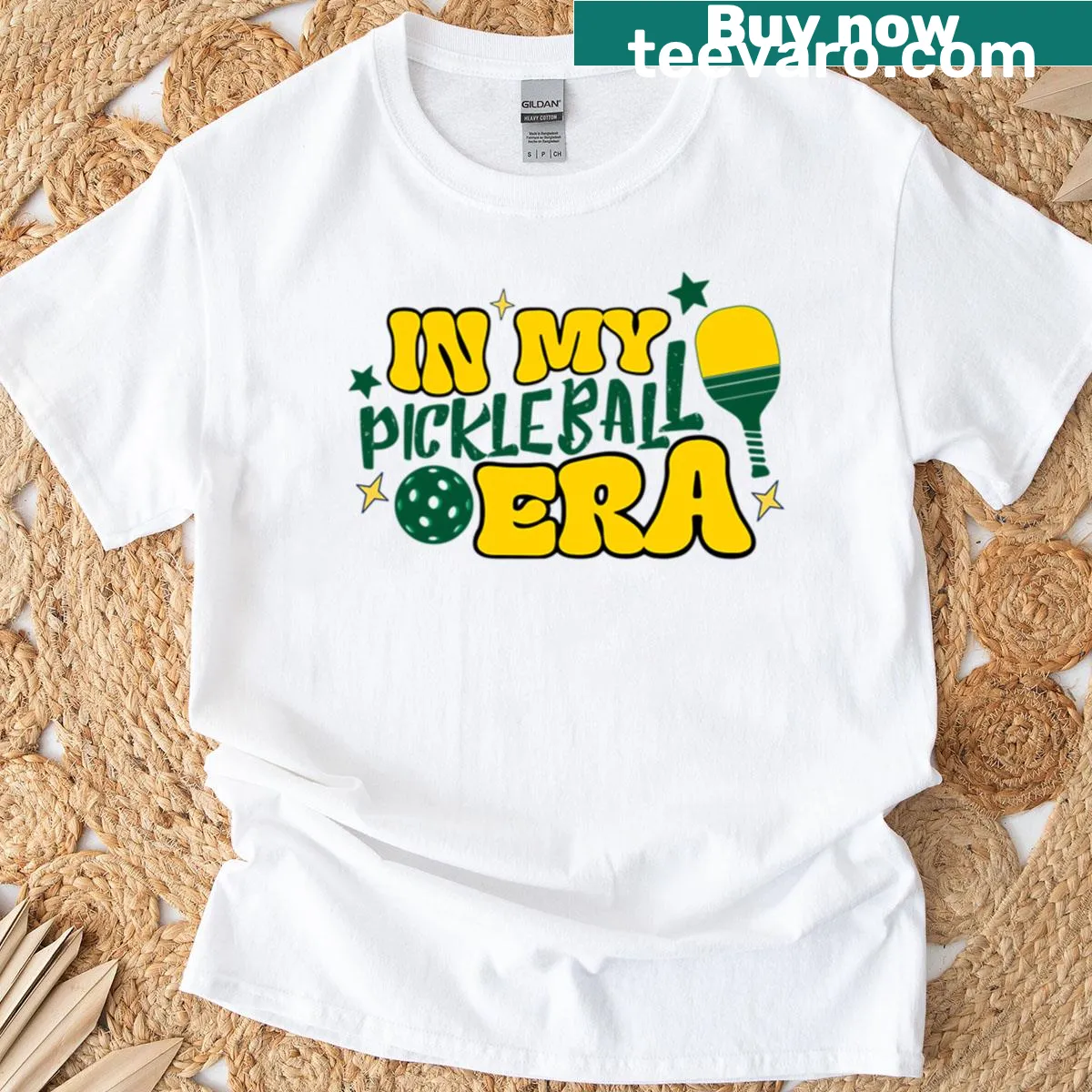 Retro design t-shirt celebrating pickleball culture — on a men's t-shirt