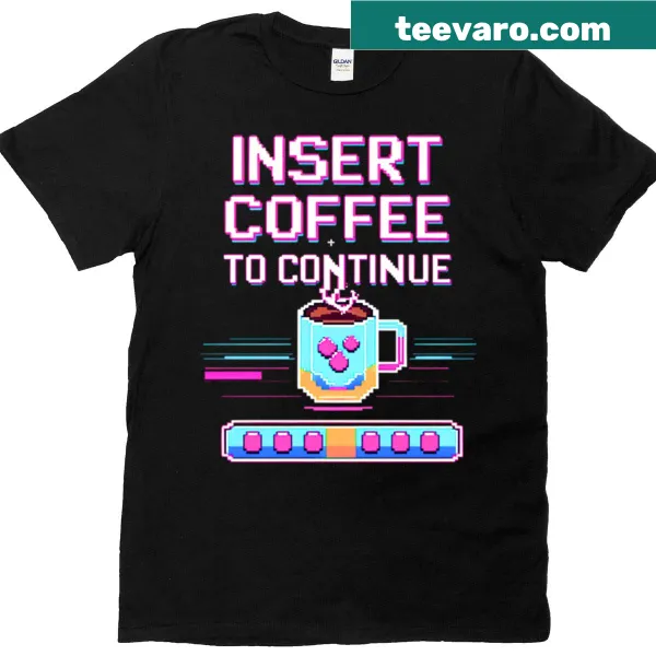 Oversized t-shirt with funny coffee pixel art for gamers