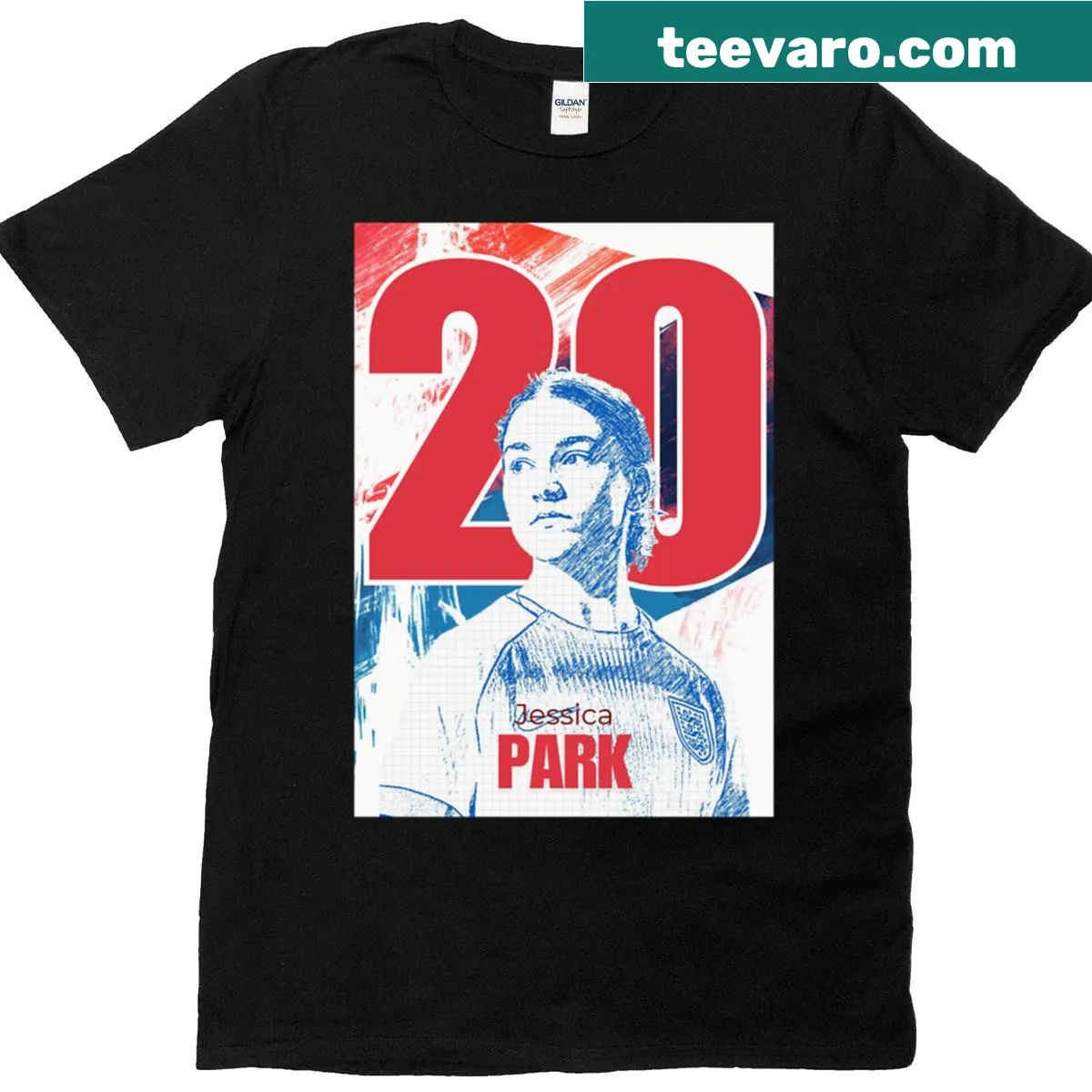 Oversized T-shirt featuring Jess Park's name and number. — on a men's t-shirt