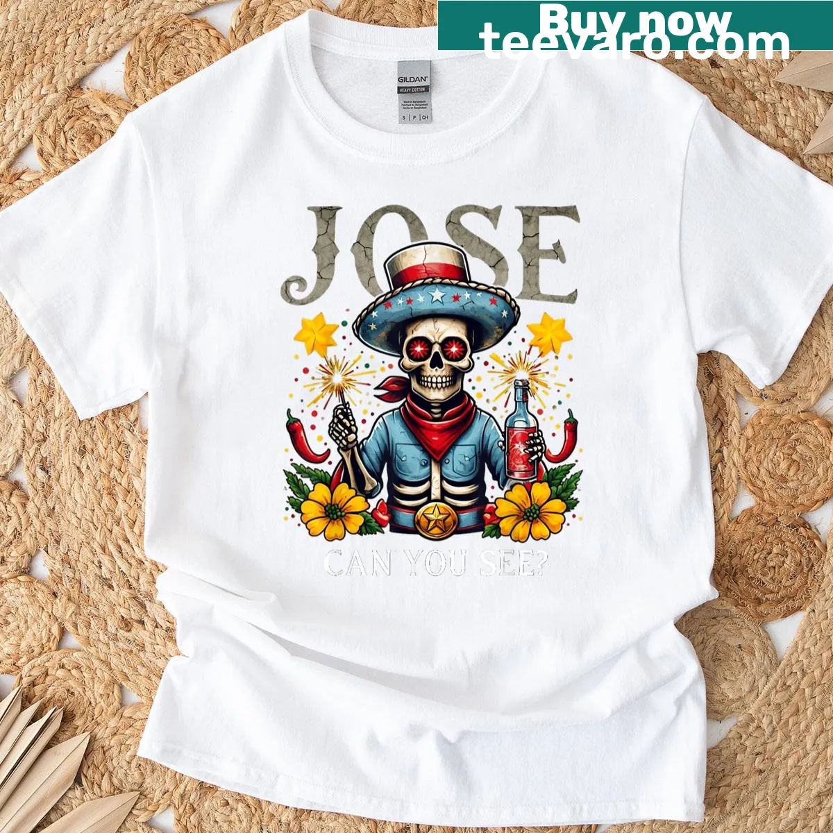 Funny Fourth of July pun t-shirt with cultural reference — on a men's t-shirt