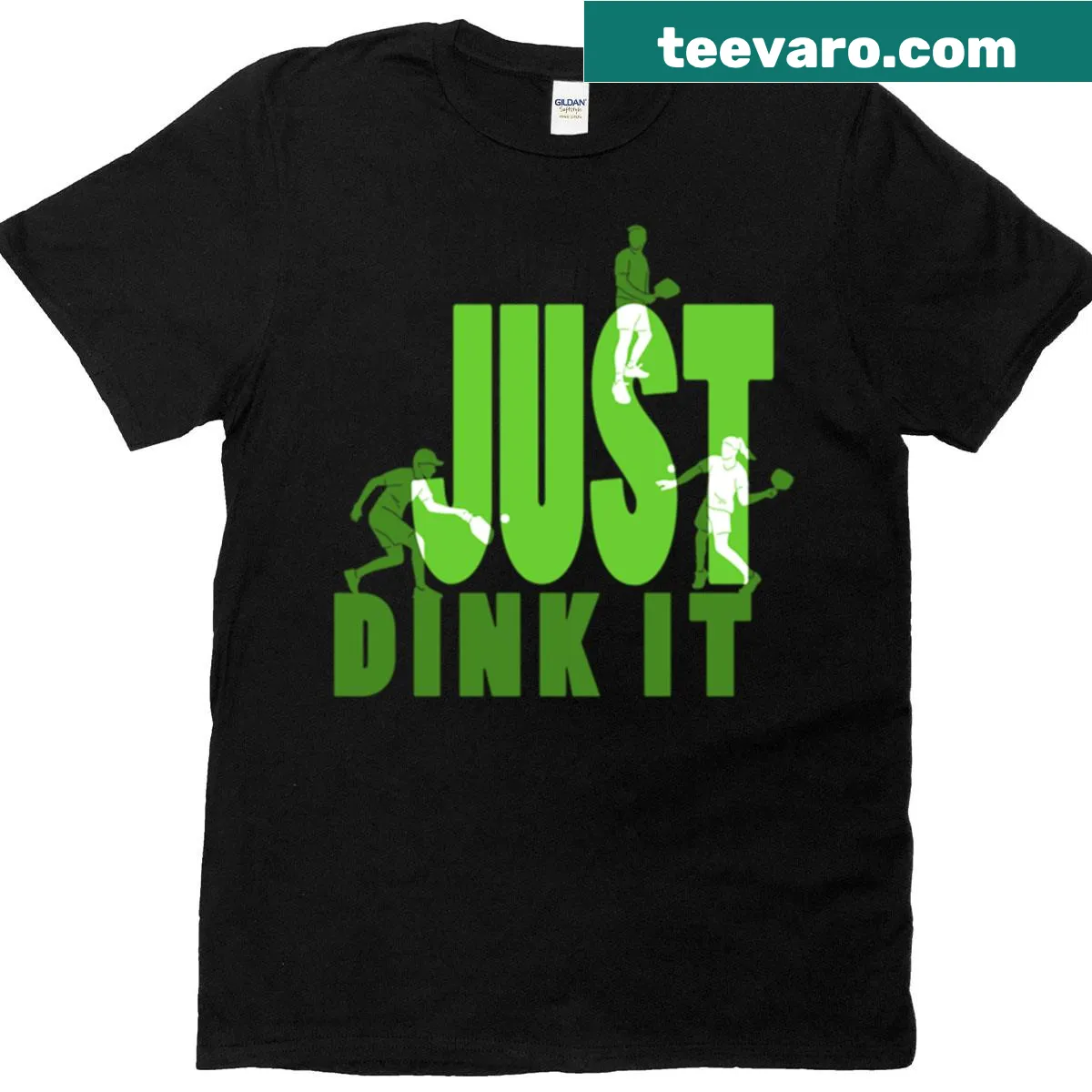 Minimalist t-shirt featuring the slogan 'Just Dink It' for pickleball — on a men's t-shirt