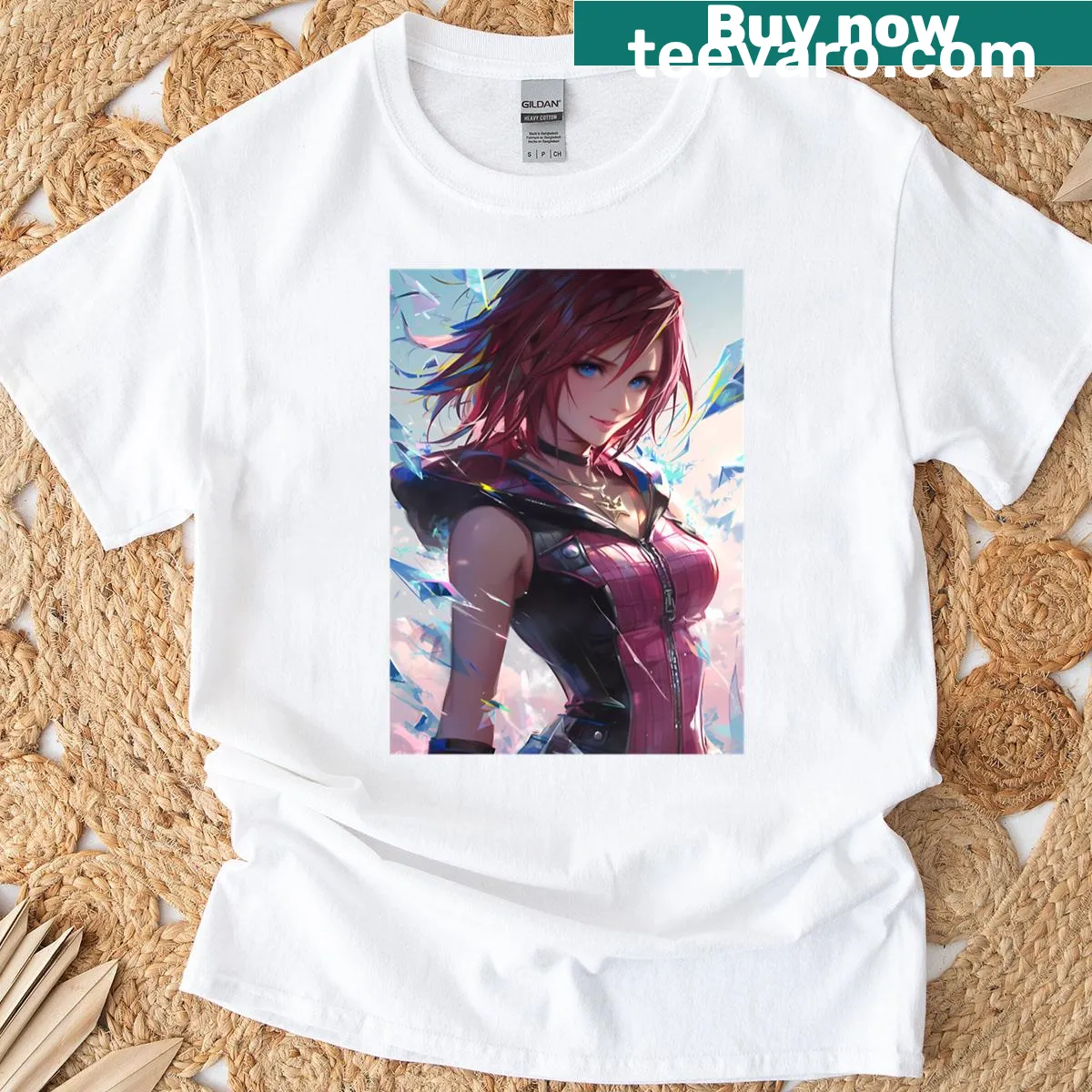 Kairi from Kingdom Hearts T-shirt with crystal shards design — on a men's t-shirt