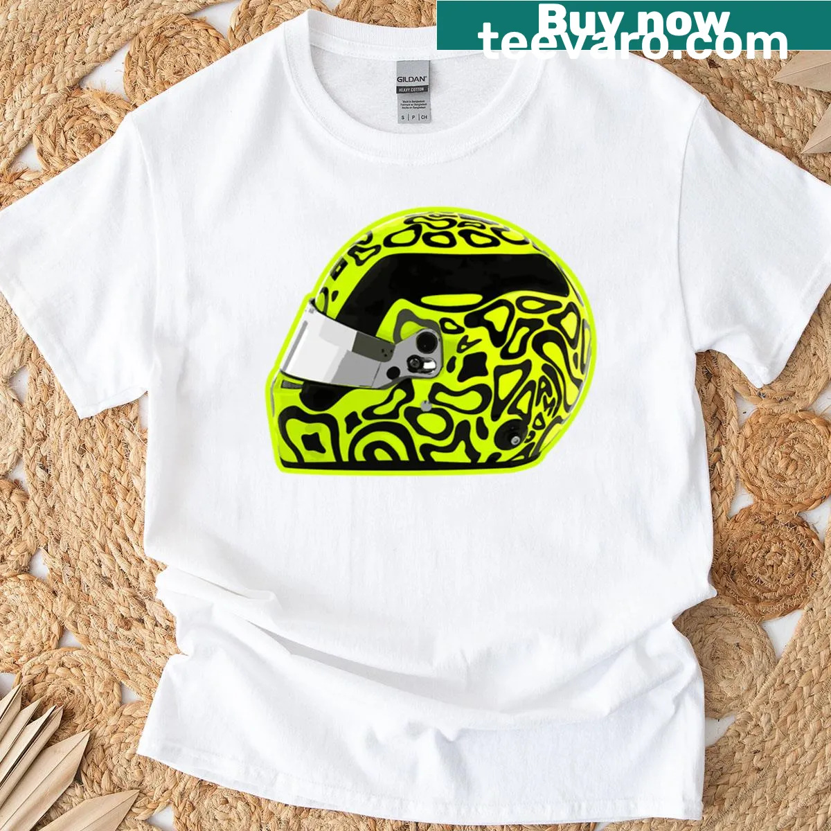 Lando Norris Helmets T-shirt with racing graphics — on a men's t-shirt