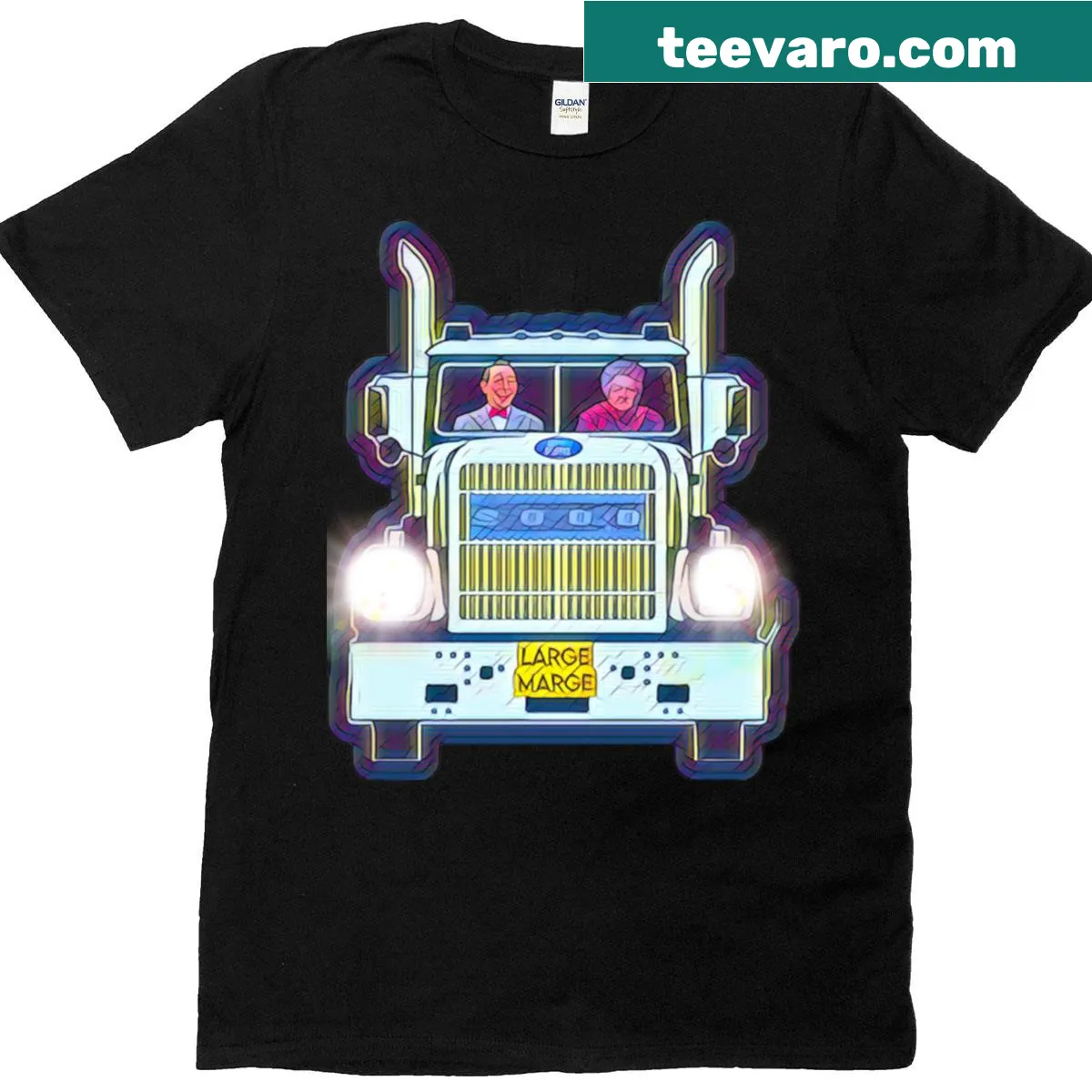 Vintage-style t-shirt featuring the character Large Marge — on a men's t-shirt