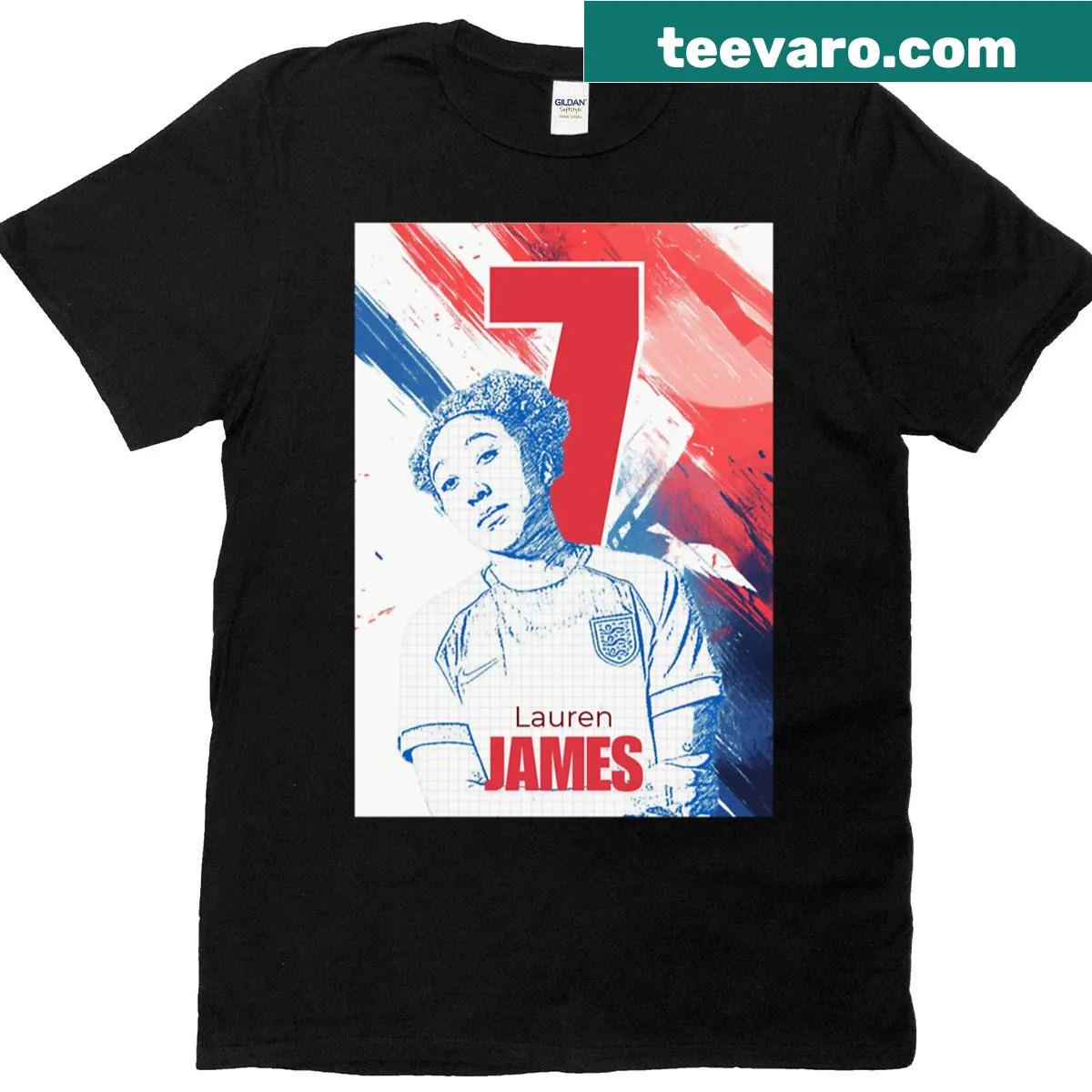 Lauren James Active T-shirt with number 7 and England — on a men's t-shirt