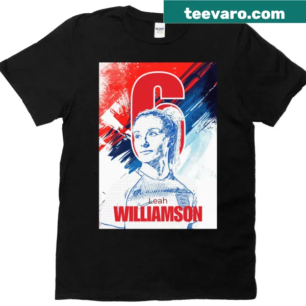Leah Williamson England t-shirt featuring player number 6 design.