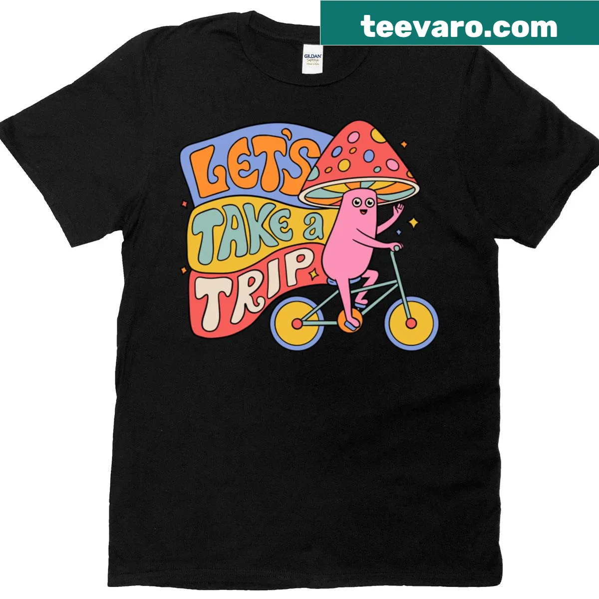 T-shirt featuring the phrase Let's Take A Trip in an inspiring font — on a men's t-shirt