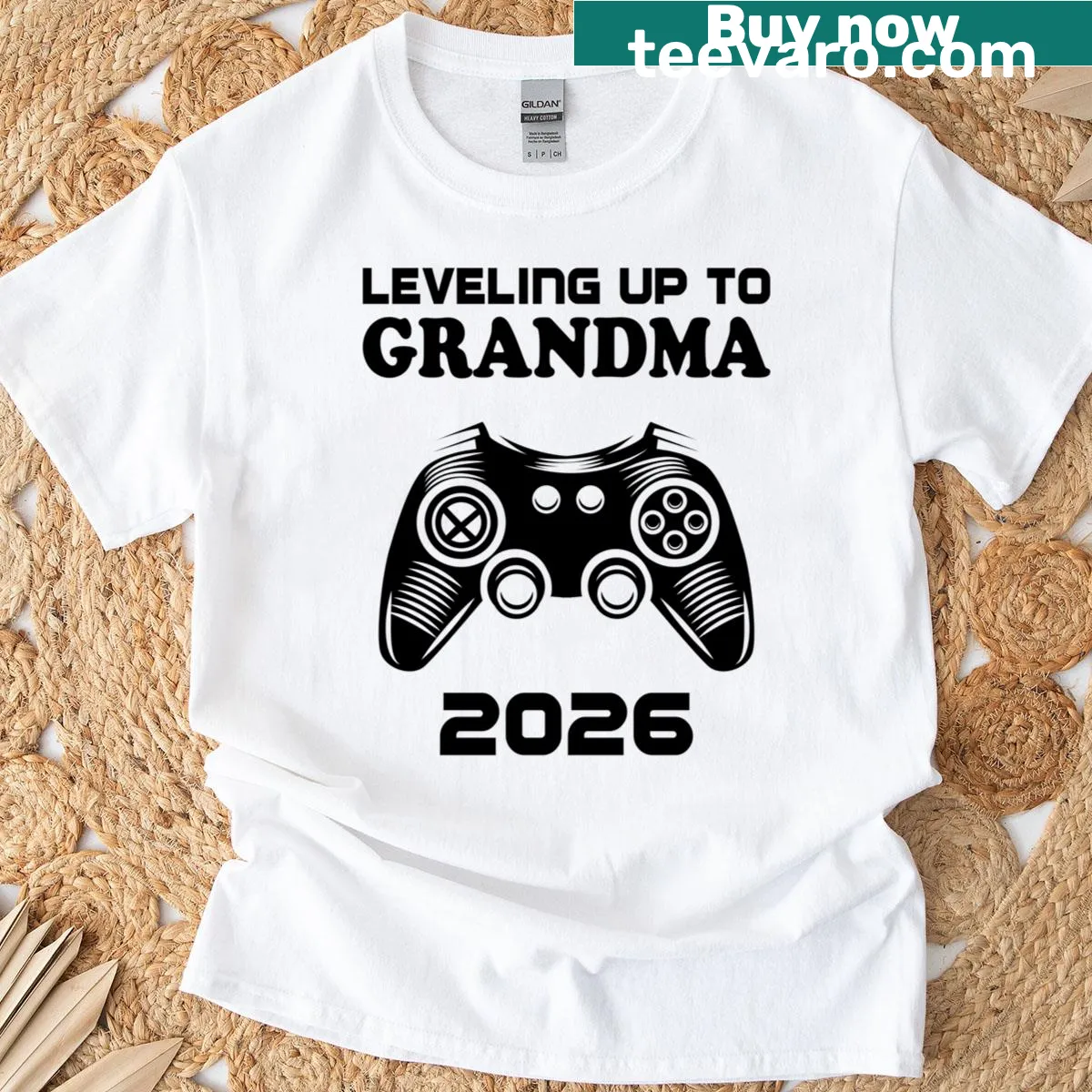 Vintage-style T-shirt announcing Leveling Up To Grandma 2026 — on a men's t-shirt