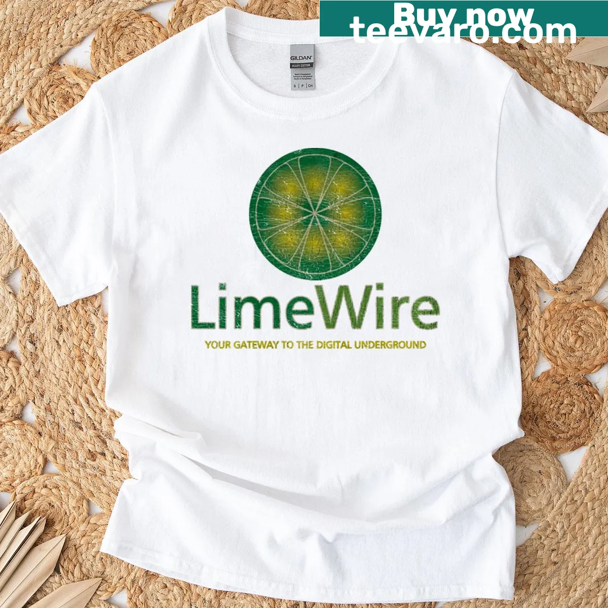 Nostalgic T-shirt featuring Limewire graphic — on a men's t-shirt