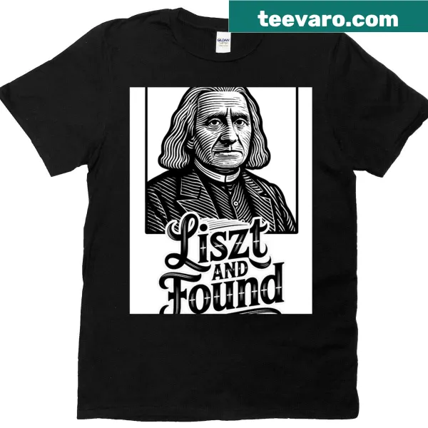 Vintage-style T-shirt with Liszt-themed graphic