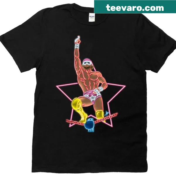 Bold illustration of a wrestler in a top rope pose on a T-shirt