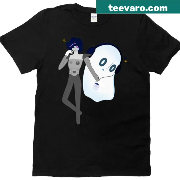Mettaton and Napstablook t-shirt featuring illustrated characters