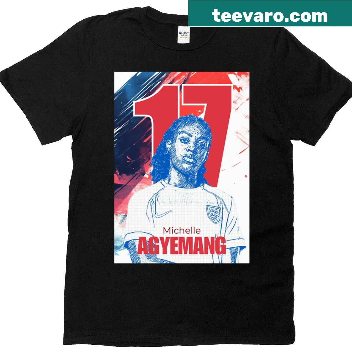 Minimalist typography T-shirt featuring Michelle Agyemang, 17, England — on a men's t-shirt