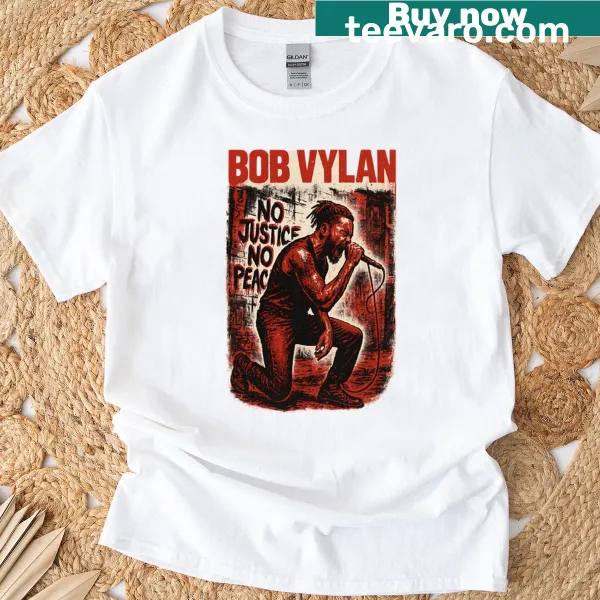 Text-based design inspired by Bob Vylan on oversized T-shirt