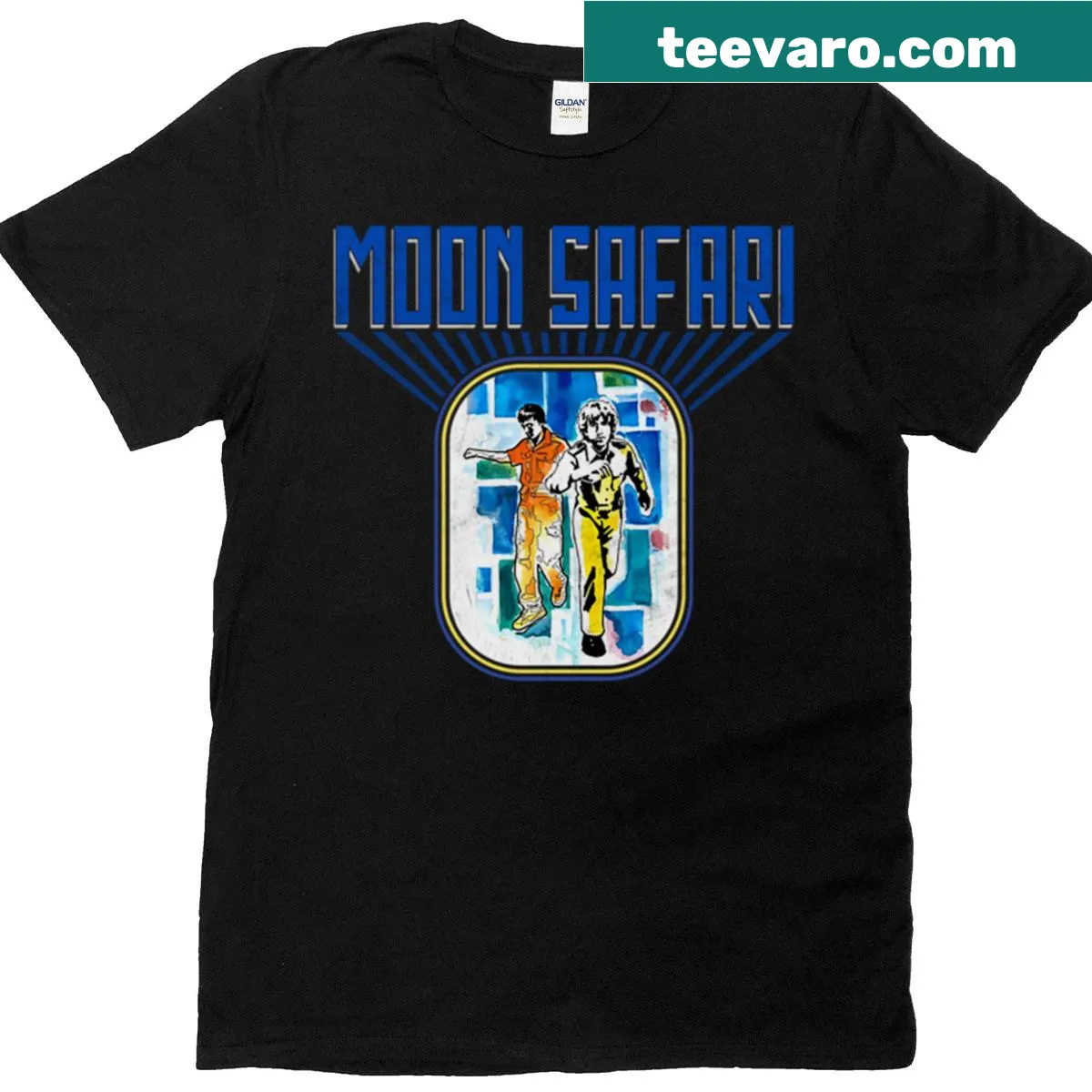 Retro album art inspired by Moon Safari on T-shirt — on a men's t-shirt