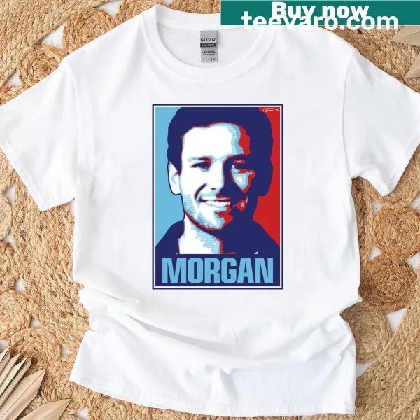 Artistic representation of Morgan, England on a T-shirt