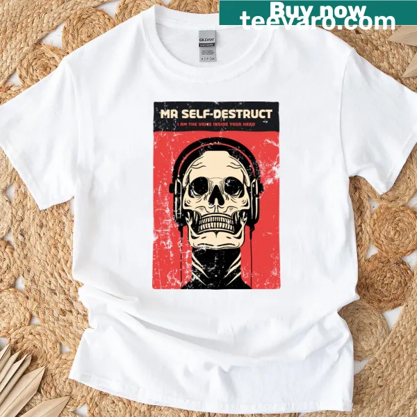 T-shirt with 'Mr. Self-destruct' humorous graphic
