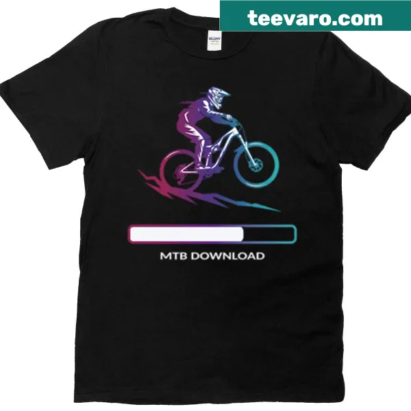 Mountain biking shirt with 'Downhill In Progress' bold text.