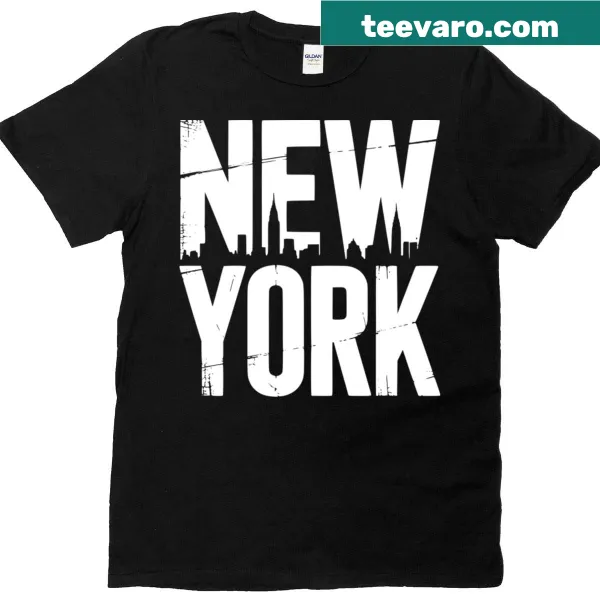 Vintage-style t-shirt featuring classic New York graphic