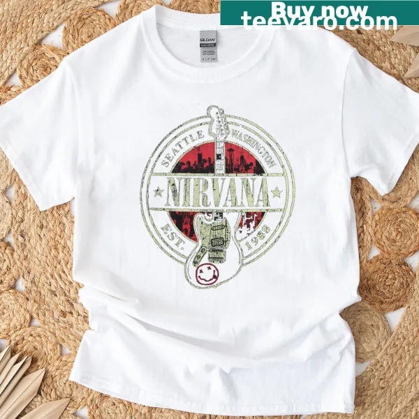 Vintage Nirvana T-shirt featuring a grunge guitar graphic
