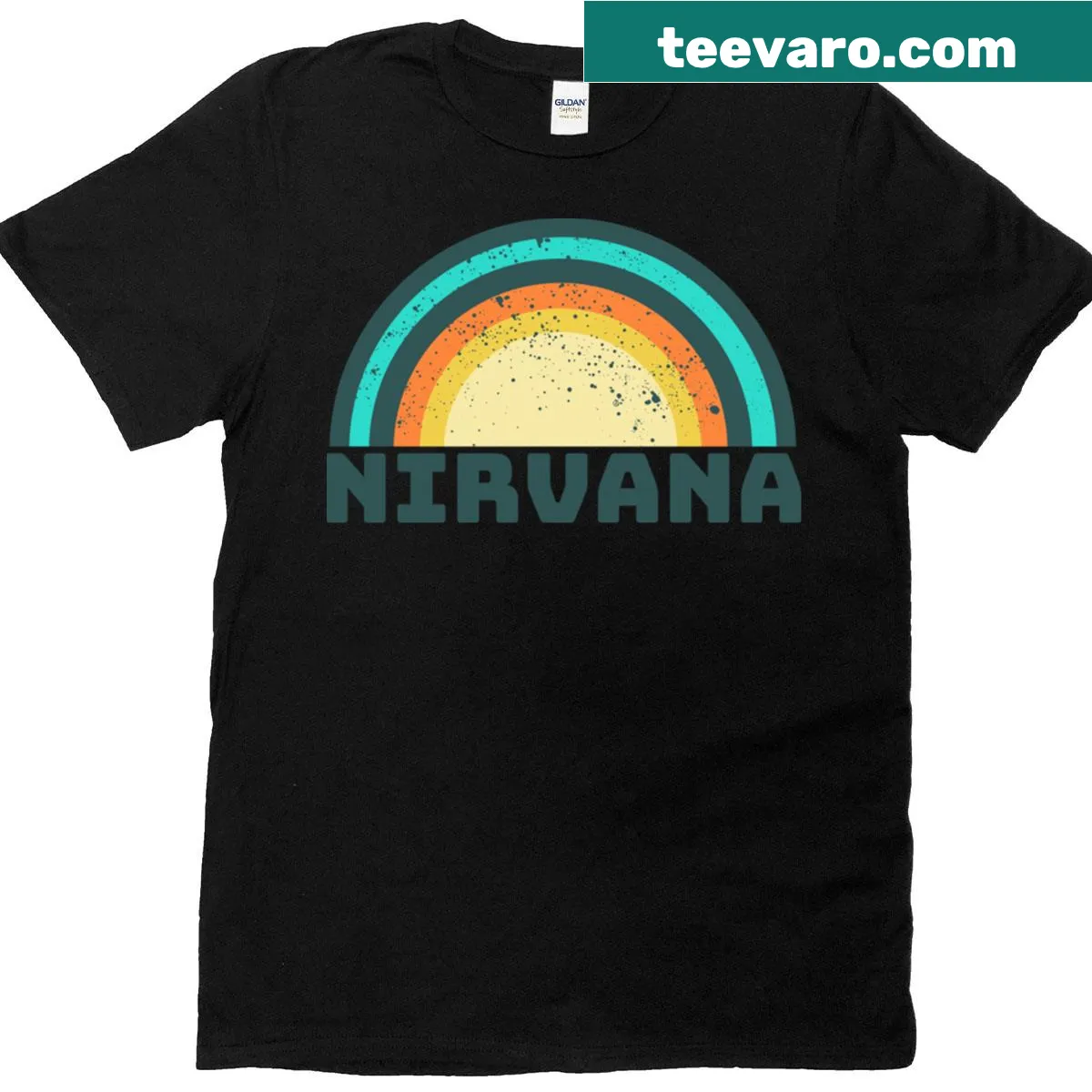 Vintage-inspired Nirvana T-shirt with distressed design — on a men's t-shirt