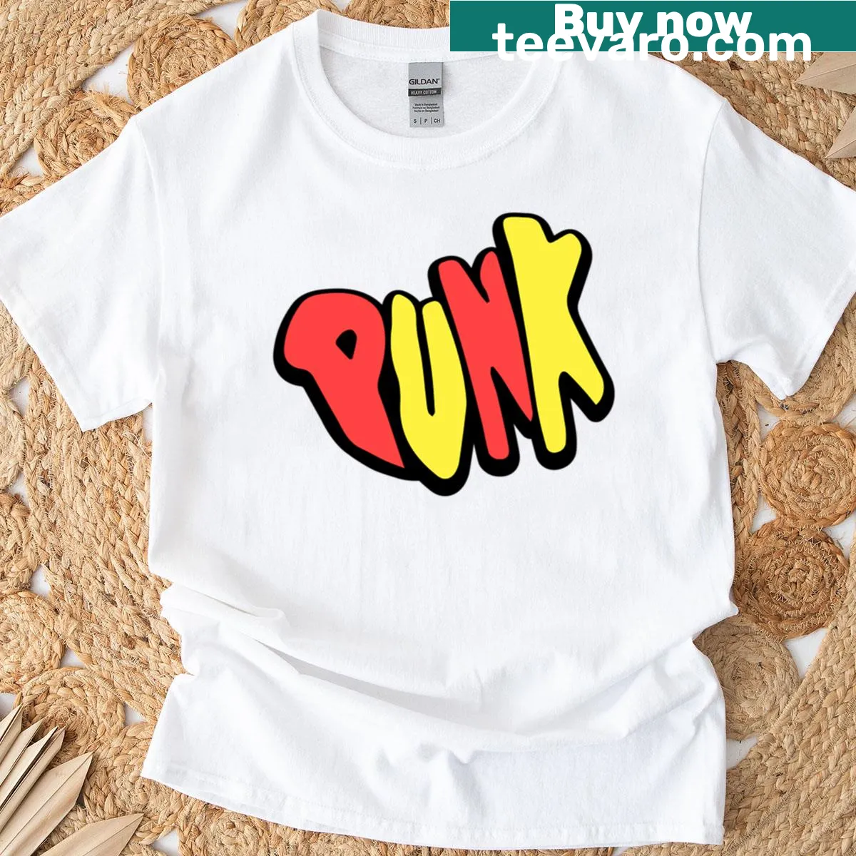 Minimalist Nk Boxy T-shirt with bold typography — on a men's t-shirt