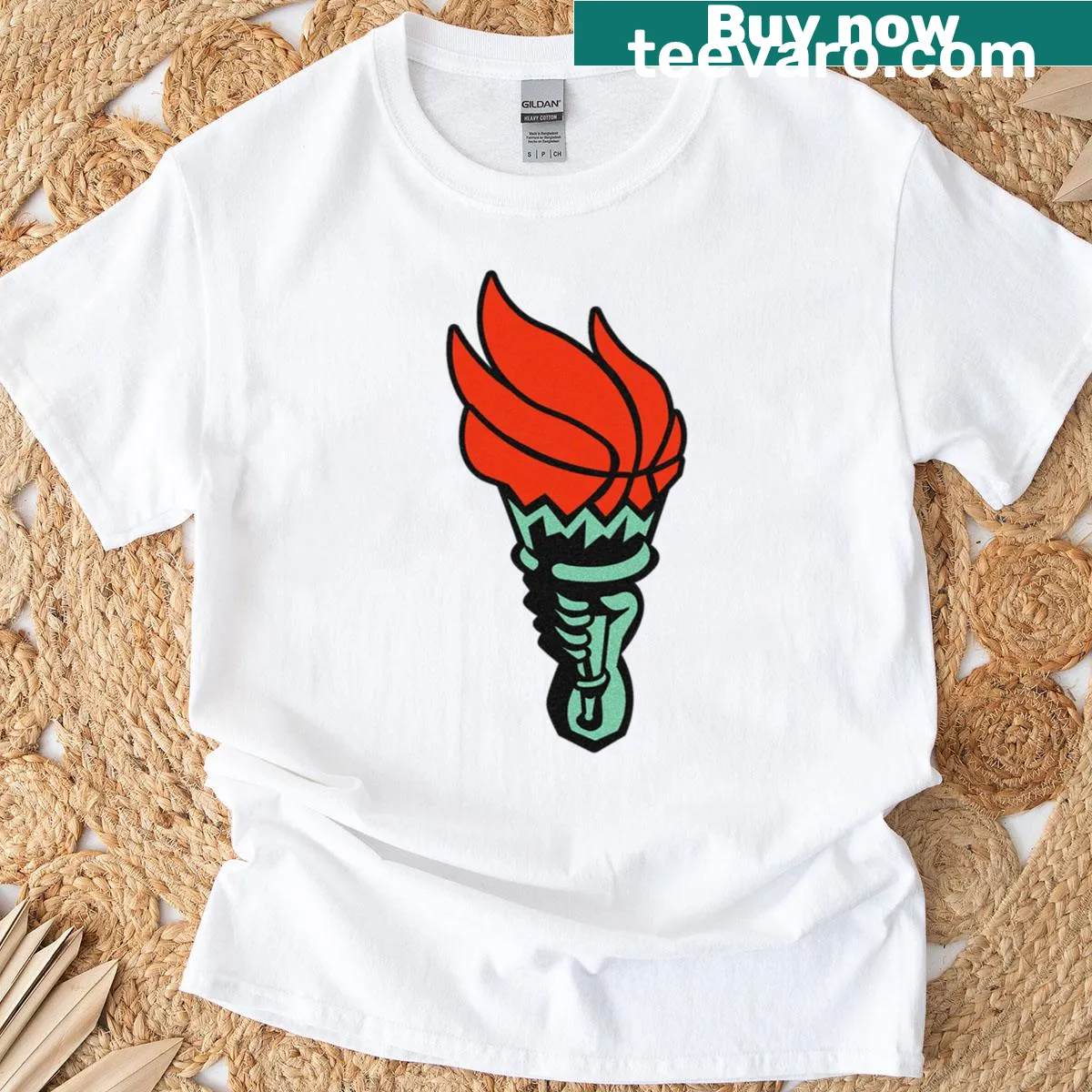 T-shirt featuring a graphic of the Statue of Liberty — on a men's t-shirt
