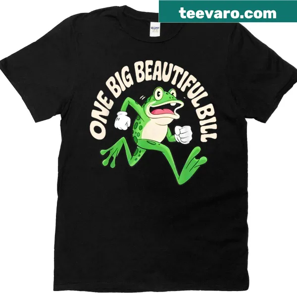 T-shirt featuring a large whimsical frog graphic
