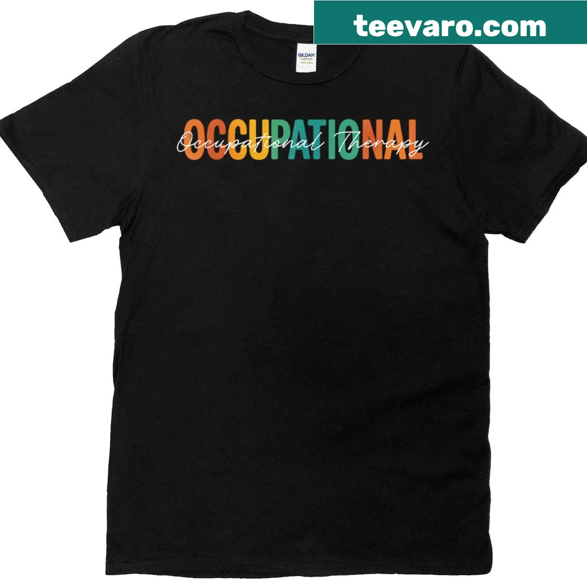 Playful typography T-shirt focusing on occupational therapy — on a men's t-shirt