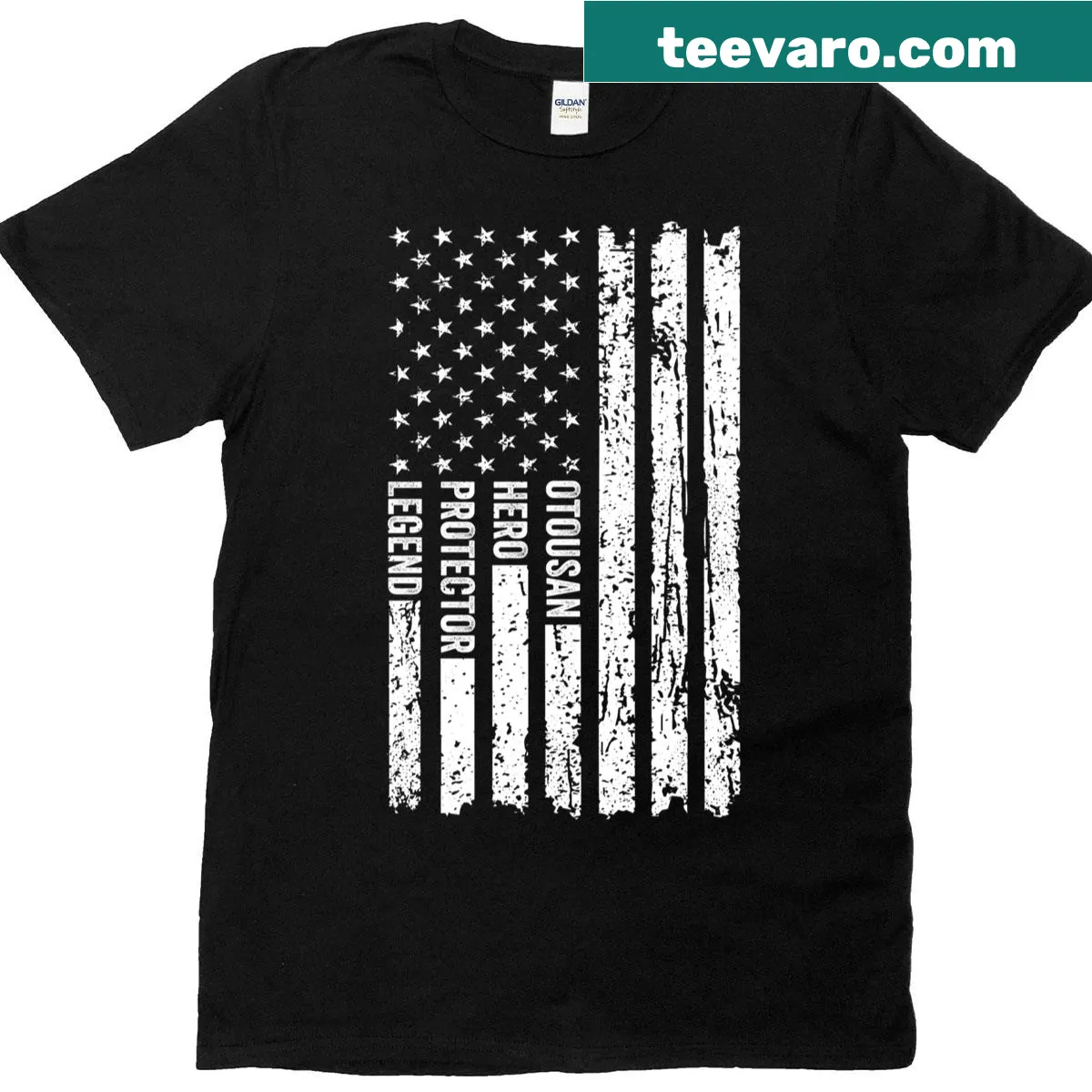 Illustration of a protector figure with the American flag on a T-shirt — on a men's t-shirt