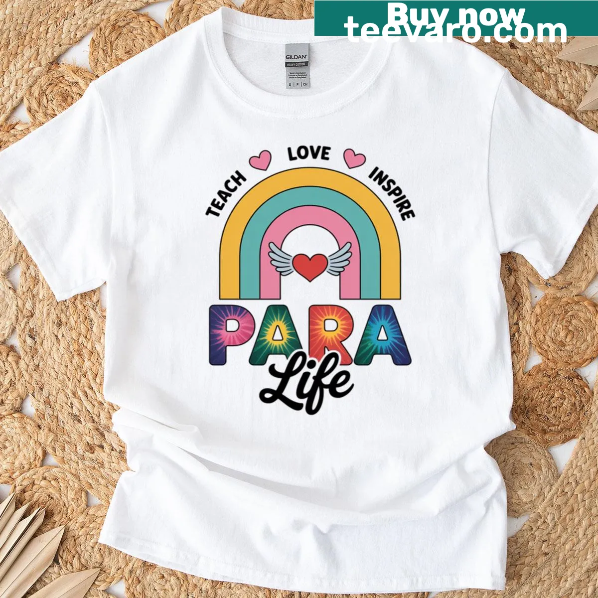 Inspirational T-shirt for teachers with a colorful message — on a men's t-shirt