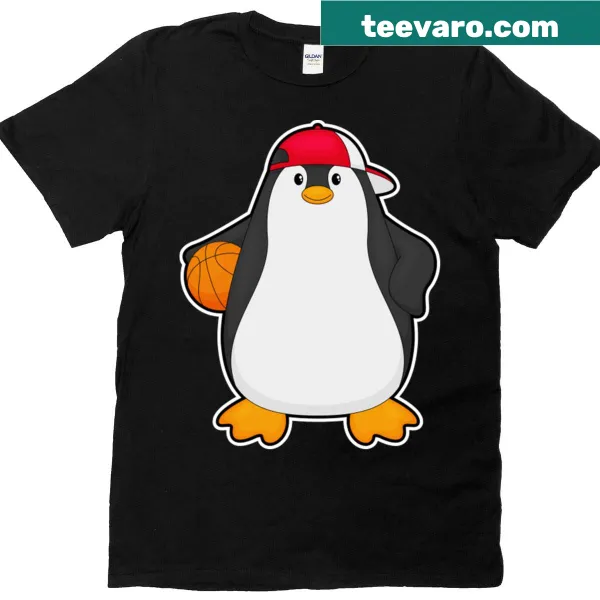 T-shirt featuring a penguin as a basketball player