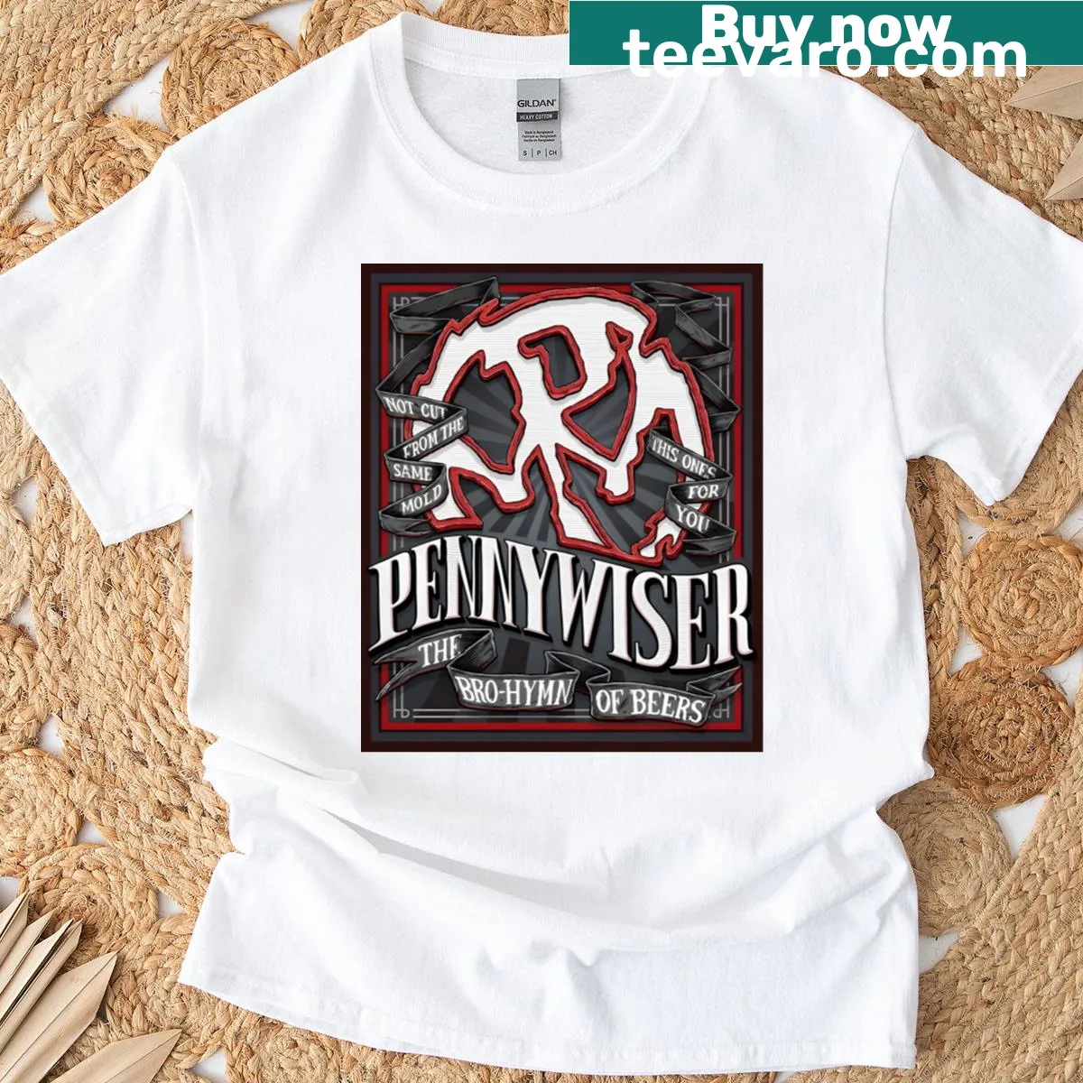 Vintage distressed Pennywise band graphic on t-shirt — on a men's t-shirt
