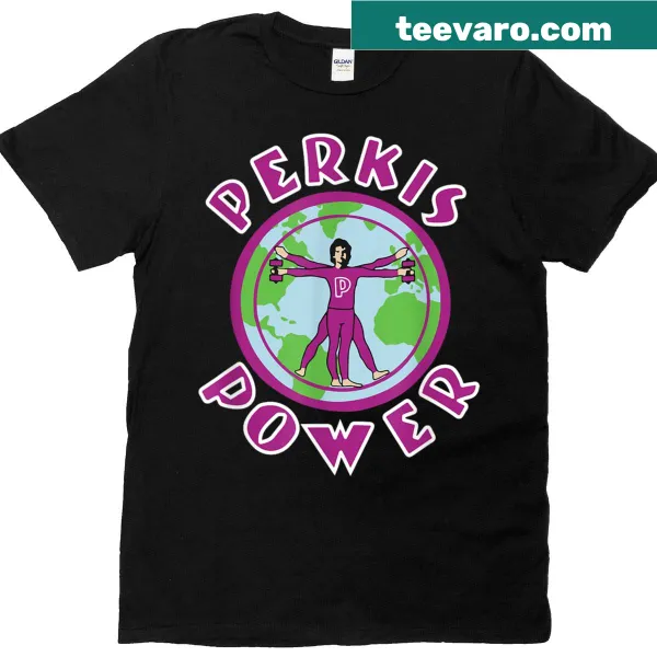 Playful fitness T-shirt with 'Perkis Power' text