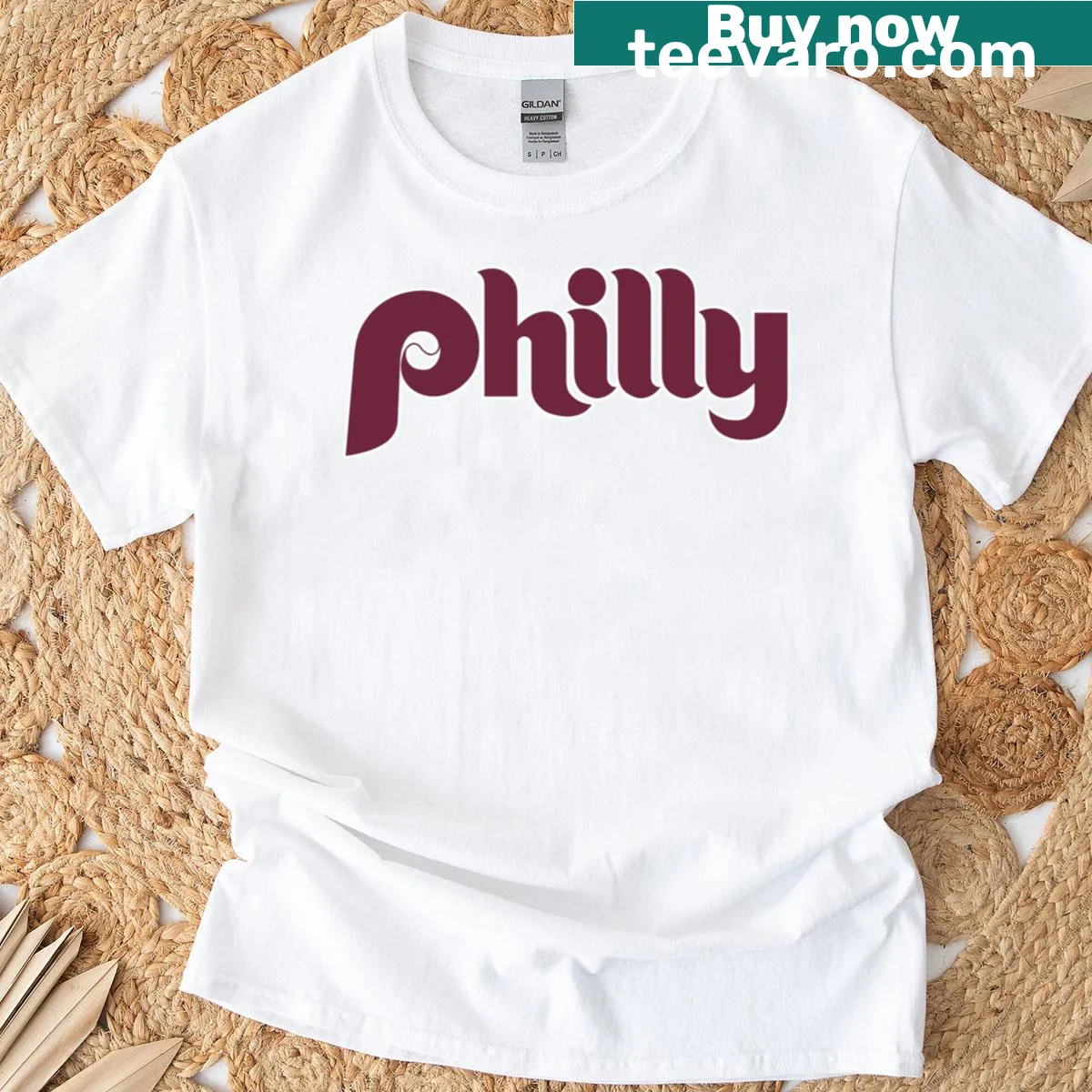 Retro Philadelphia Phillies T-shirt in powder blue — on a men's t-shirt