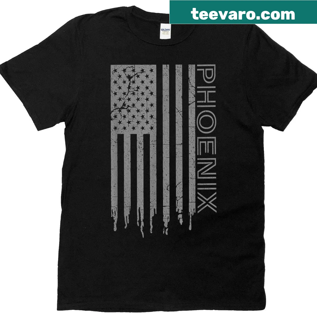 Patriotic Phoenix T-shirt with American flag design — on a men's t-shirt