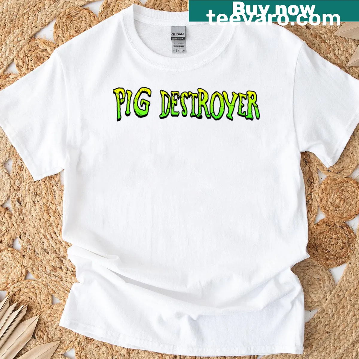 Pig Destroyer band logo T-shirt featuring bold graphic — on a men's t-shirt